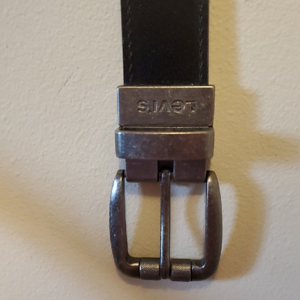 Levi's Dark Leather Belt with Metallic Buckle
